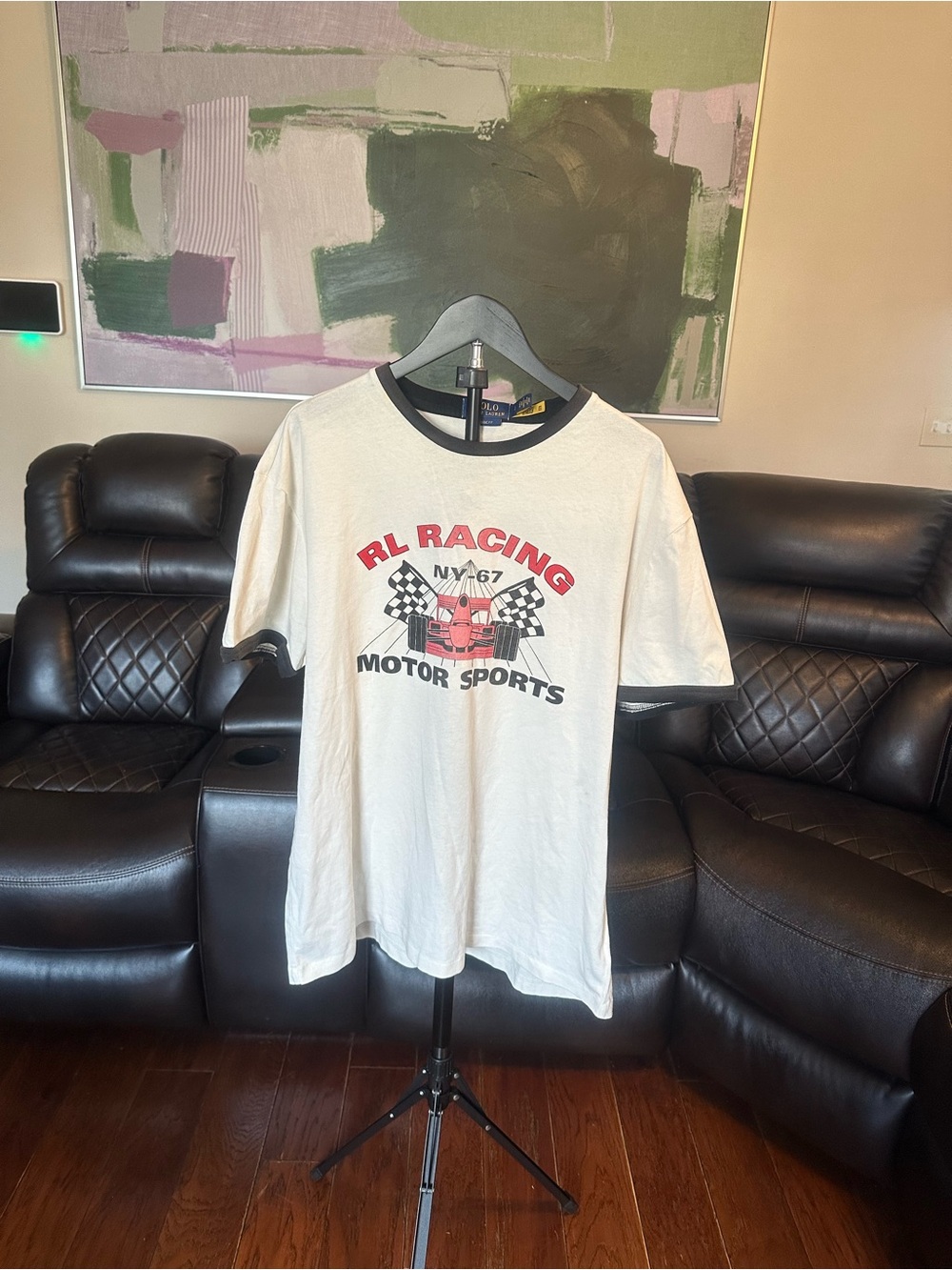 NWT Polo Ralph Lauren RL Racing Motor Sports Ringer Tee Large